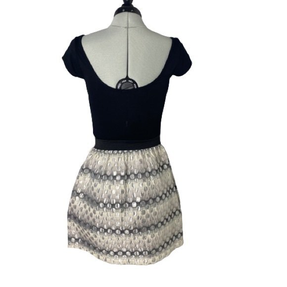 Aqua Metallic Bodycon Mini Dress Black Silver Summer Party Low Back Size Small - Picture 4 of 8